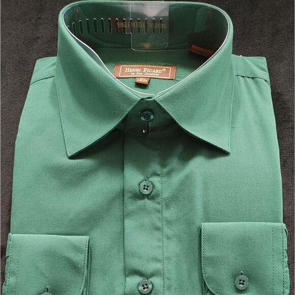HENRI PICARD BY DON JONATHAN HUNTER GREEN DRESS SHIRT. - Picture 1 of 3